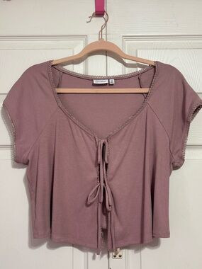 Lovesick Dusty Mauve Tie-Front Crop Top